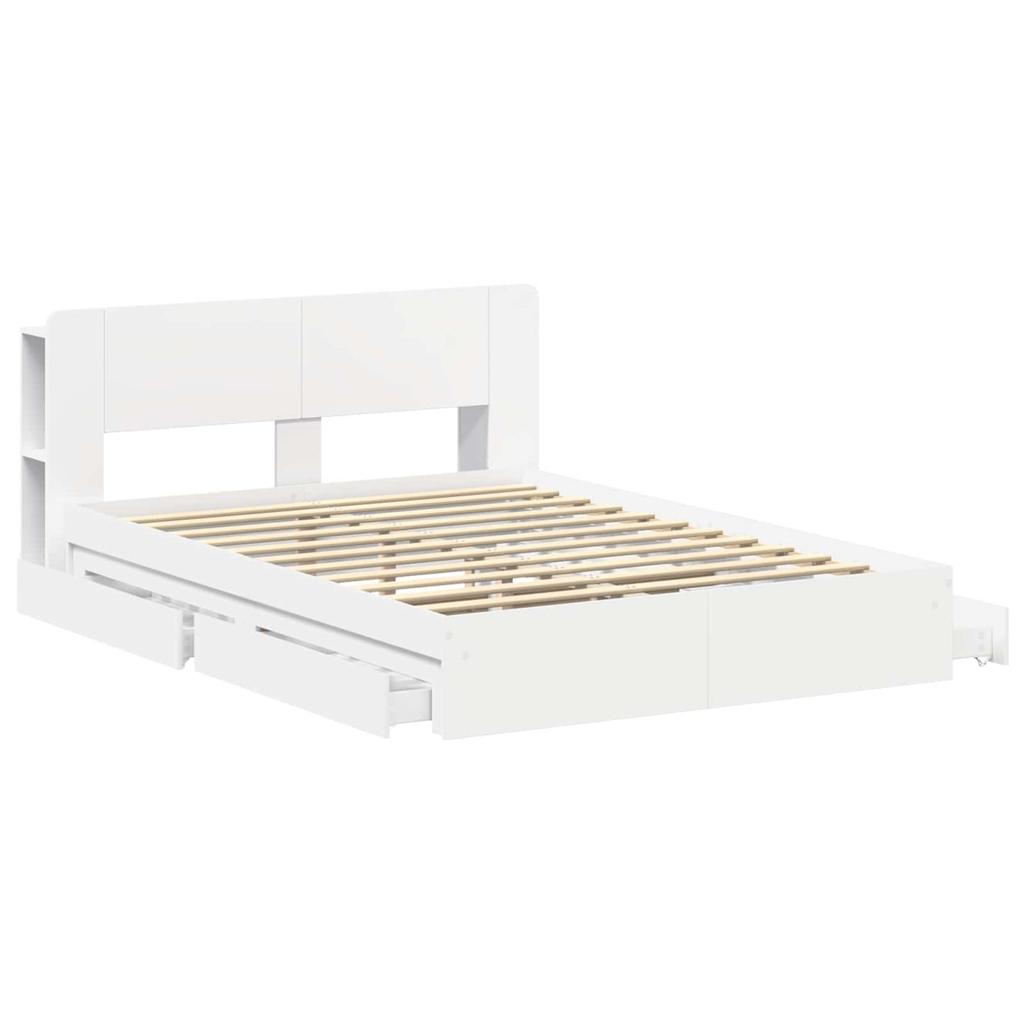 Bedframe met opslag met lade Wit 140 x 200 cm Bewerkt hout