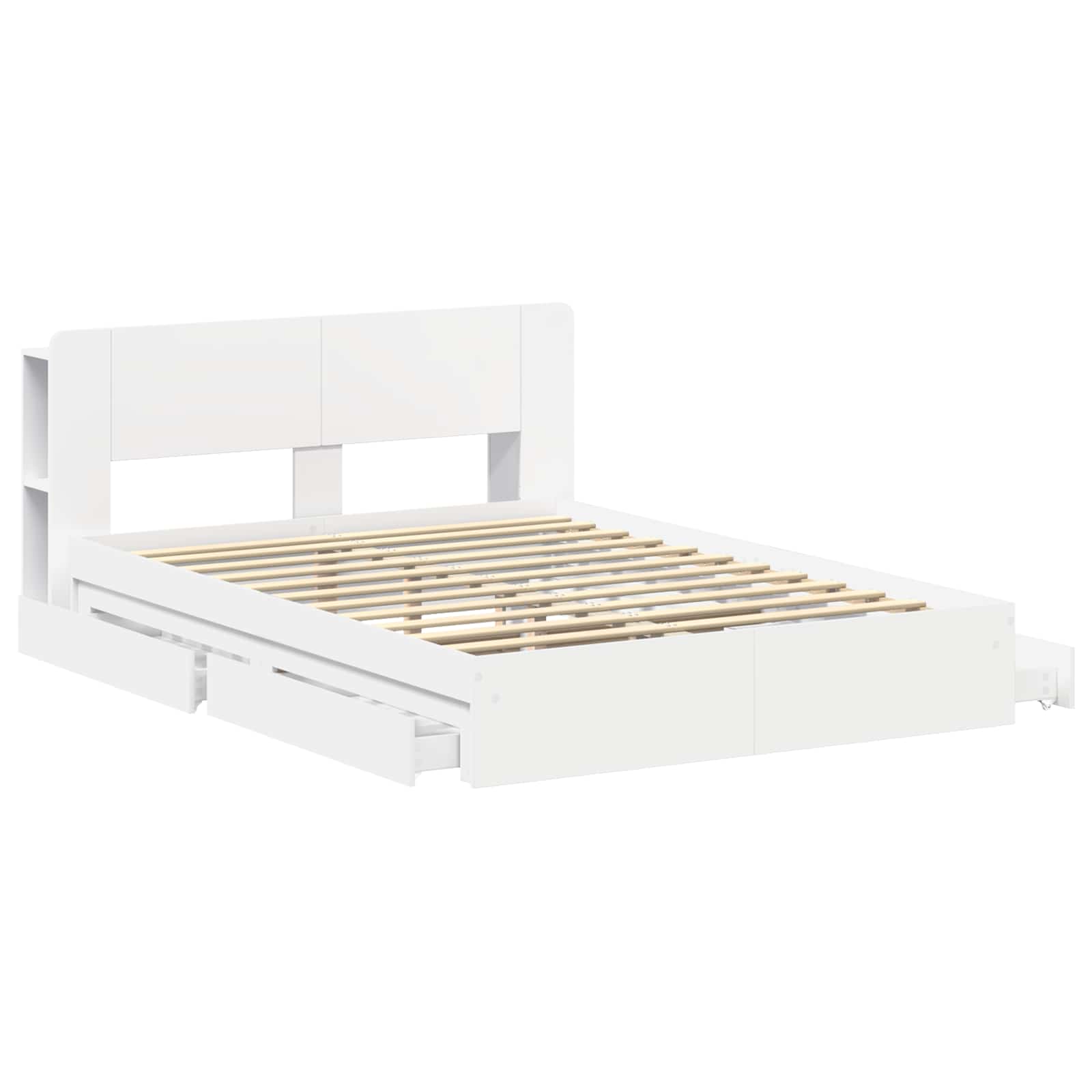 Bedframe met opslag met lade Wit 140 x 200 cm Bewerkt hout