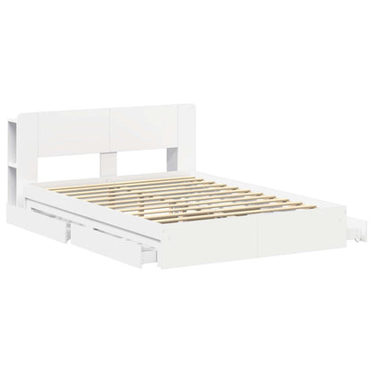 Bedframe met opslag met lade Wit 140 x 200 cm Bewerkt hout