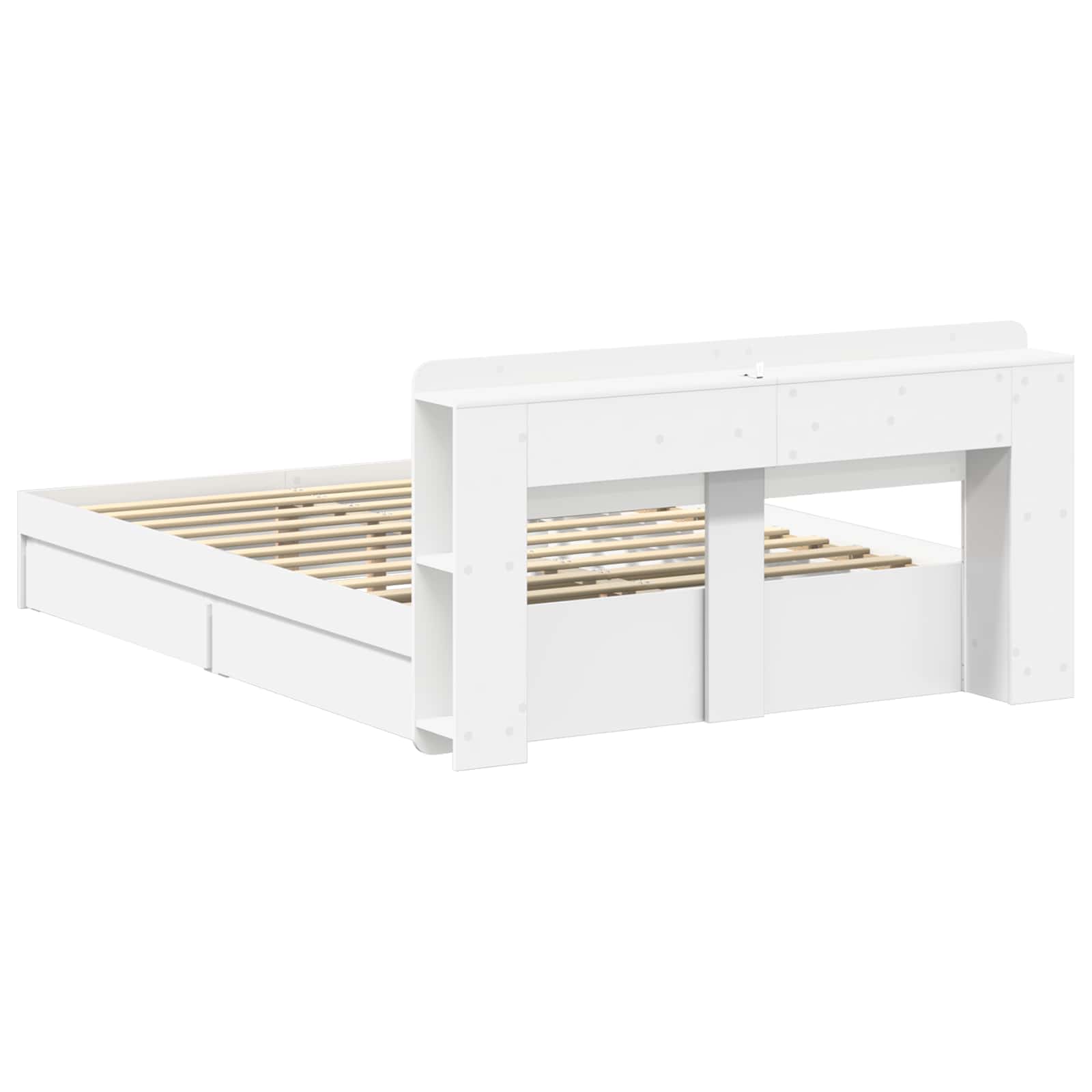 Bedframe met opslag met lade Wit 140 x 200 cm Bewerkt hout