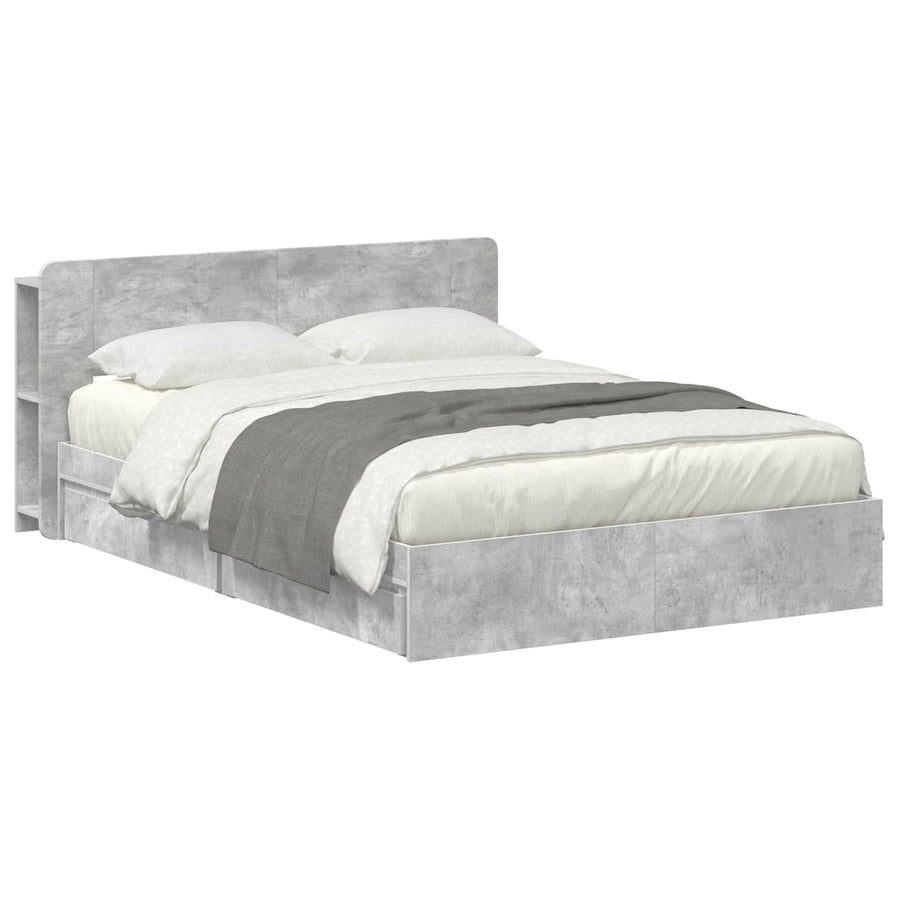 Bedframe met opslag Betongrijs 150 x 200 cm Bewerkt hout