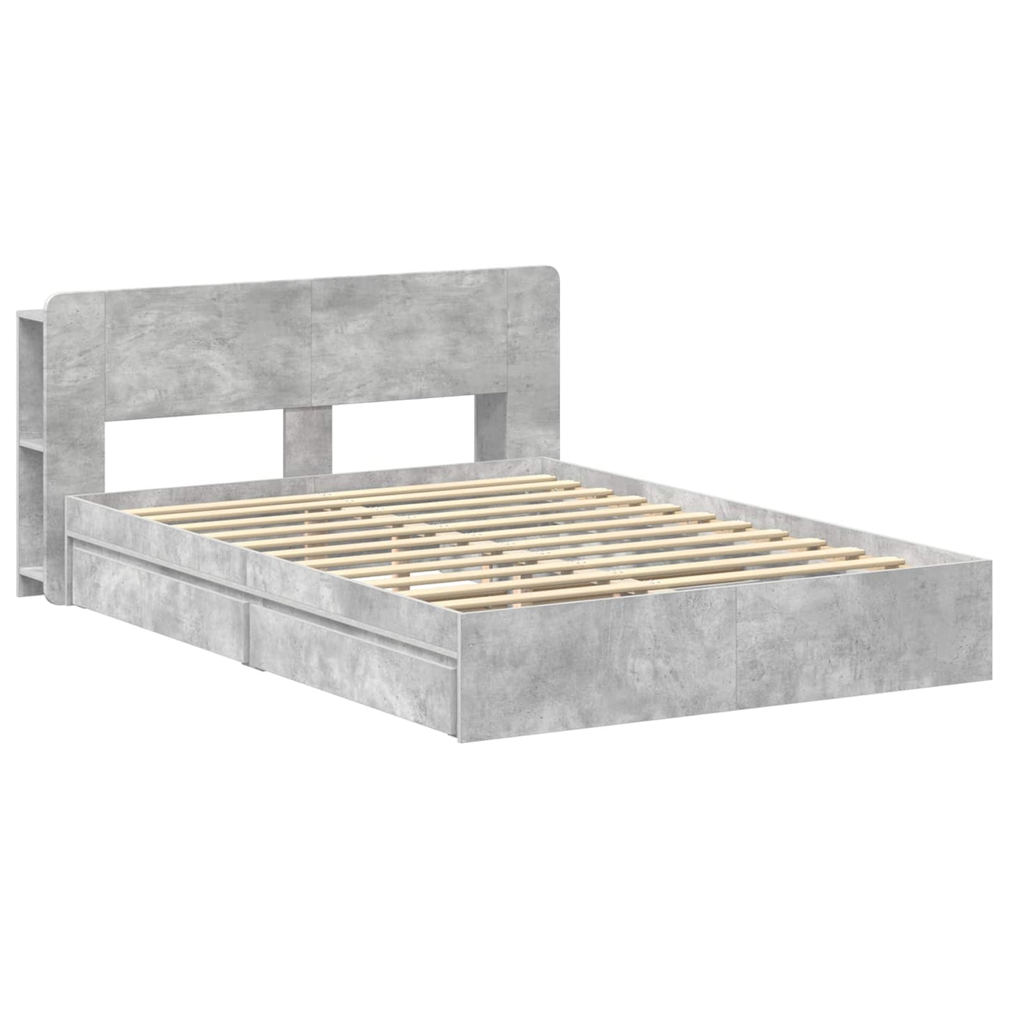 Bedframe met opslag Betongrijs 150 x 200 cm Bewerkt hout