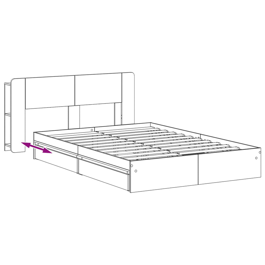Bedframe met opslag Betongrijs 150 x 200 cm Bewerkt hout