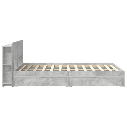 Bedframe met opslag Betongrijs 150 x 200 cm Bewerkt hout