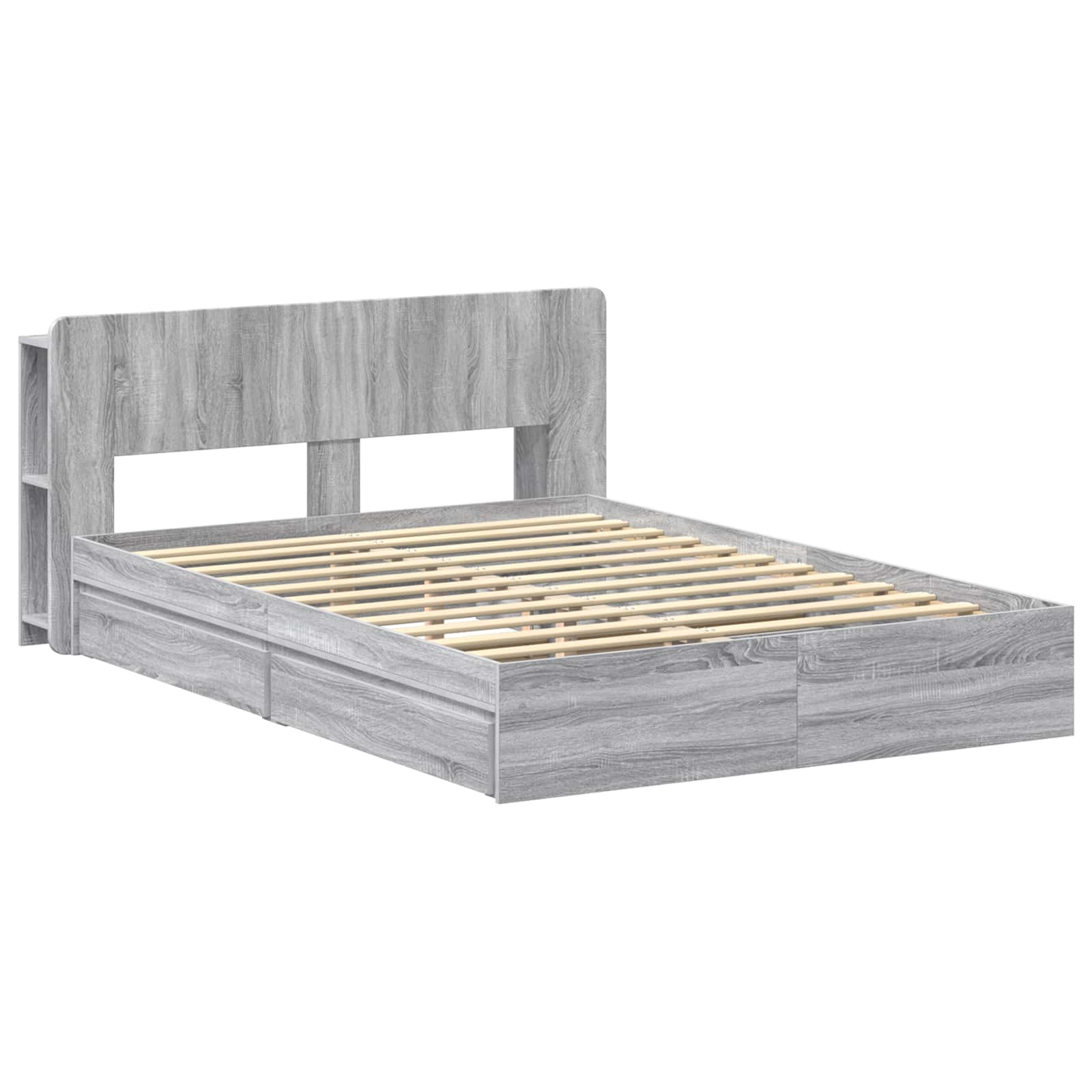 Bedframe met opslag Grijs Sonoma 150 x 200 cm Bewerkt hout
