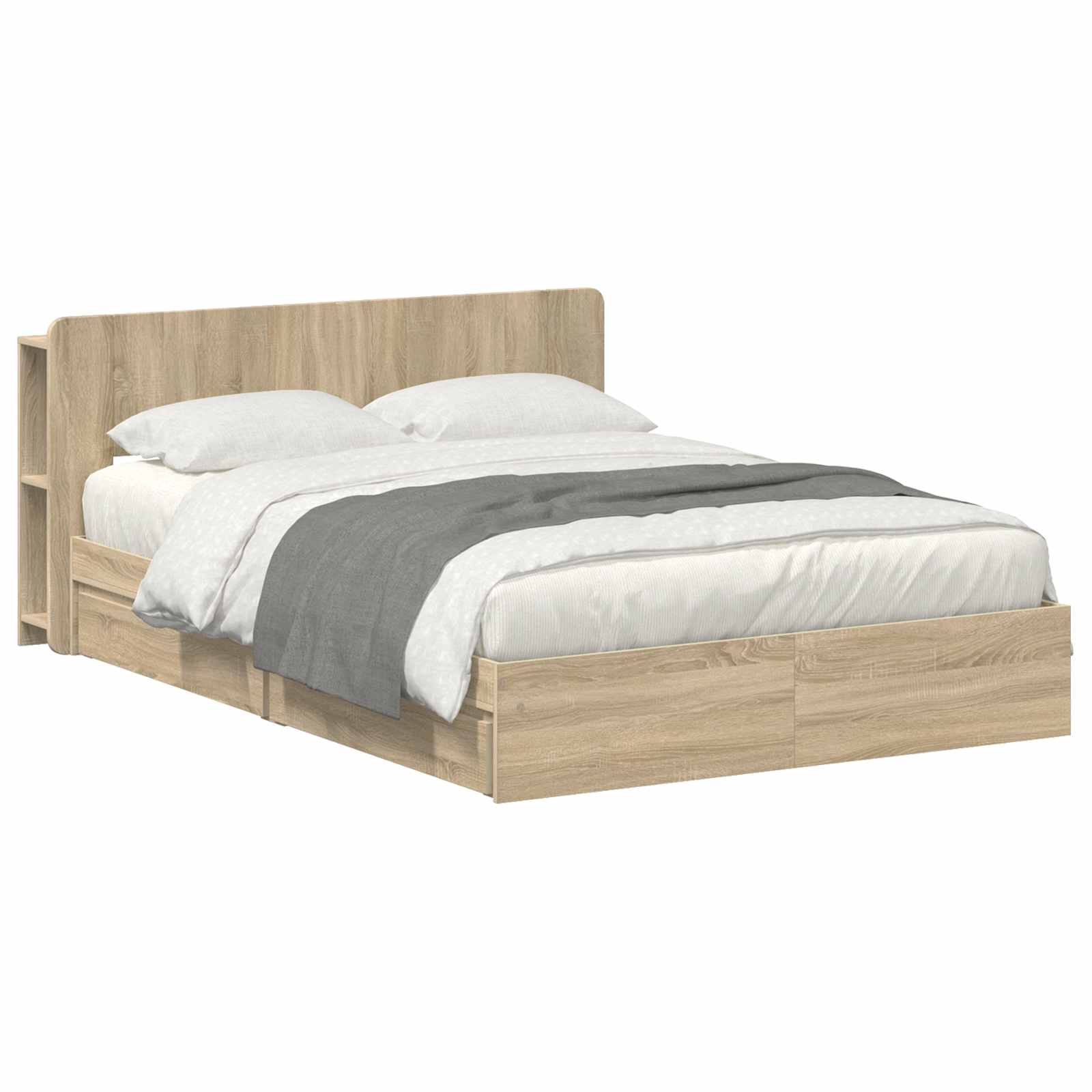 Bedframe met opslag Sonoma Eiken 150 x 200 cm Bewerkt hout