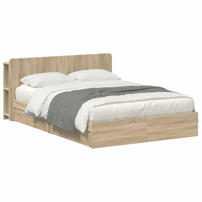 Bedframe met opslag Sonoma Eiken 150 x 200 cm Bewerkt hout