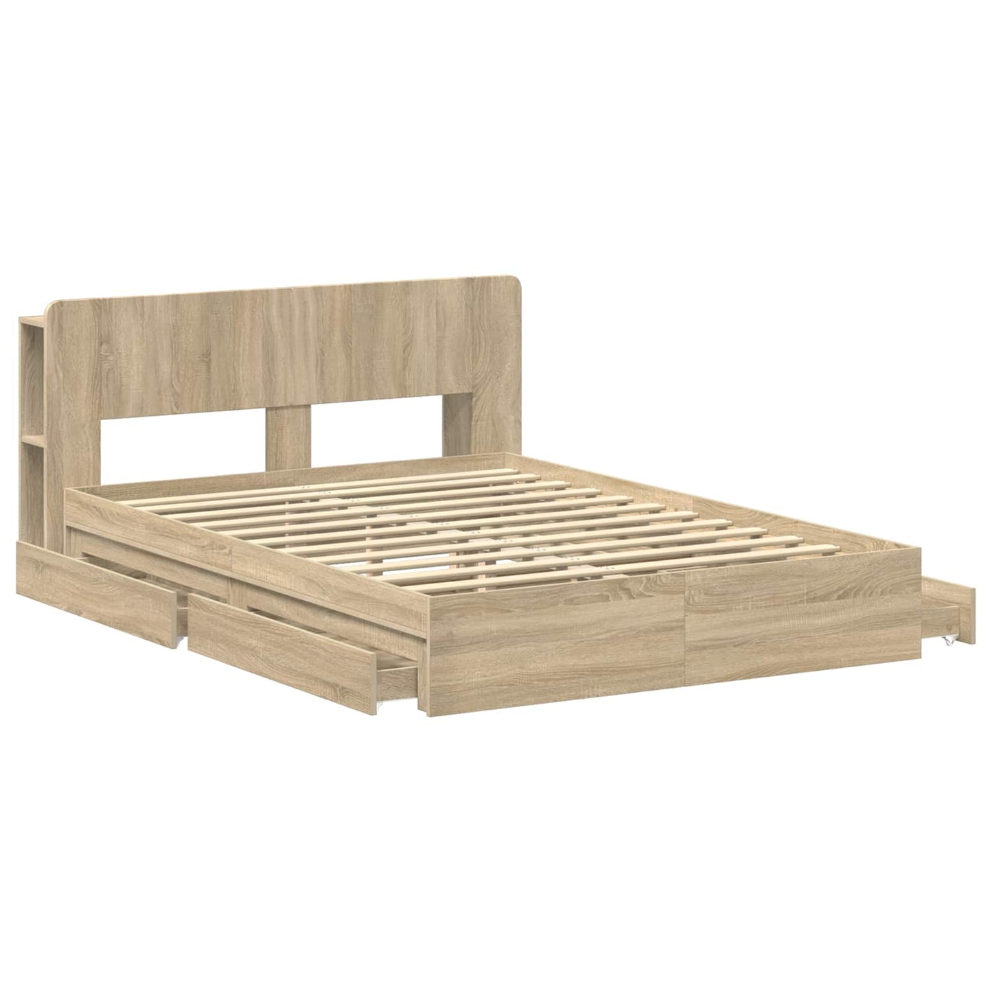Bedframe met opslag Sonoma Eiken 150 x 200 cm Bewerkt hout