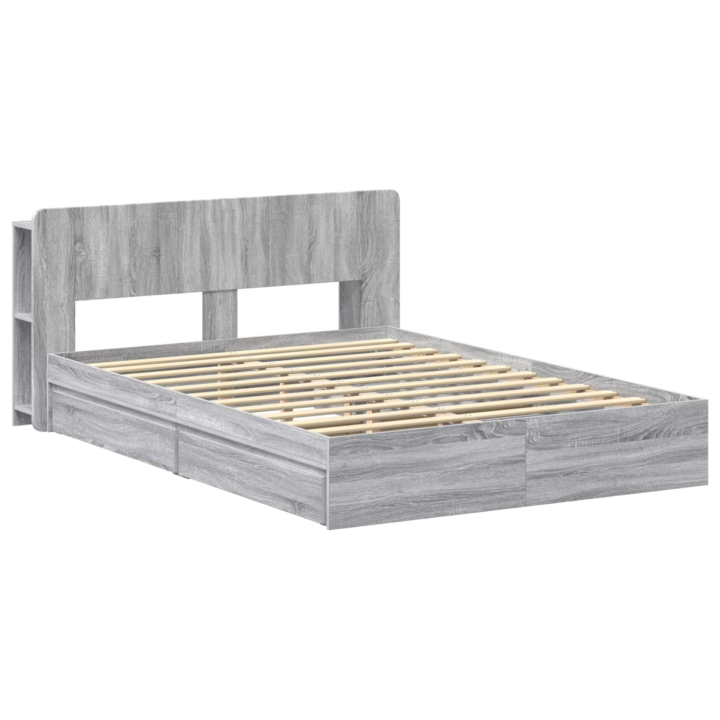 Bedframe met opslag Grijs Sonoma 160 x 200 cm Bewerkt hout