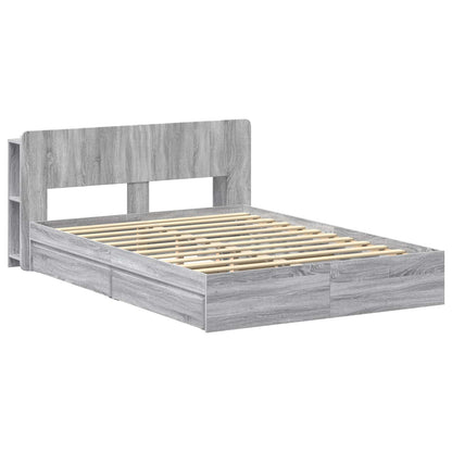Bedframe met opslag Grijs Sonoma 160 x 200 cm Bewerkt hout