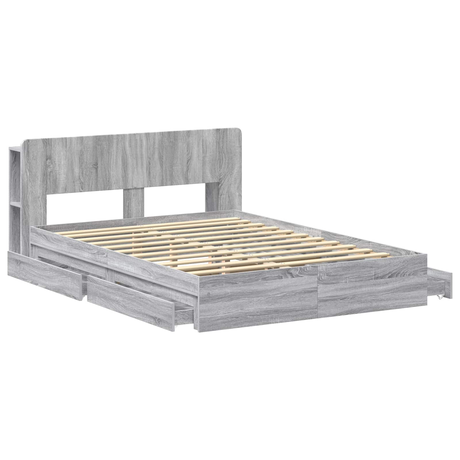 Bedframe met opslag Grijs Sonoma 160 x 200 cm Bewerkt hout