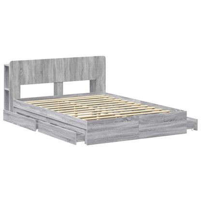 Bedframe met opslag Grijs Sonoma 160 x 200 cm Bewerkt hout