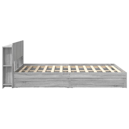 Bedframe met opslag Grijs Sonoma 160 x 200 cm Bewerkt hout