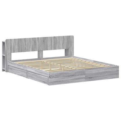 Bedframe met opslag Grijs Sonoma 180 x 200 cm Bewerkt hout