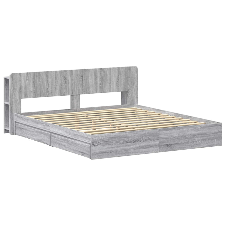Bedframe met opslag Grijs Sonoma 180 x 200 cm Bewerkt hout