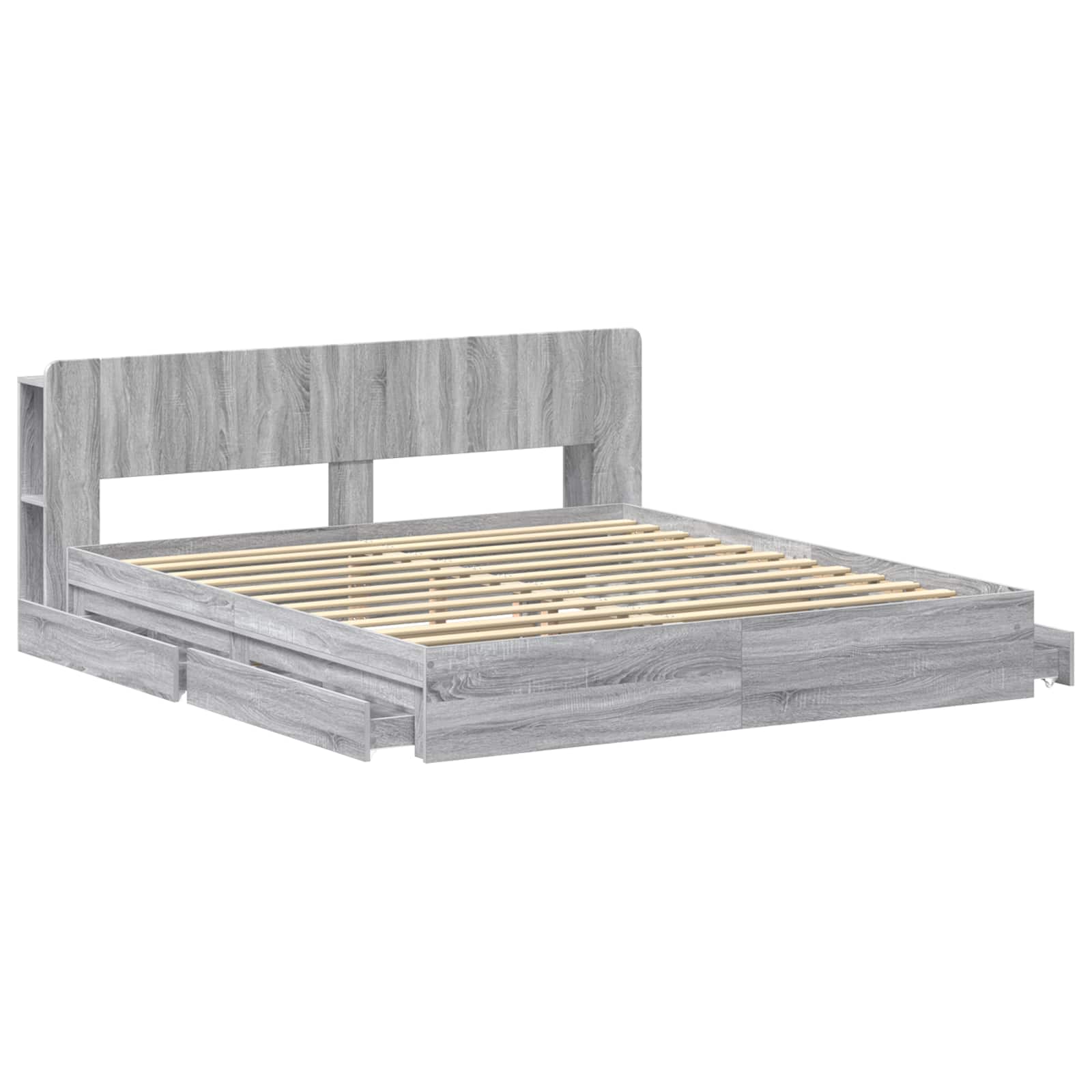 Bedframe met opslag Grijs Sonoma 180 x 200 cm Bewerkt hout