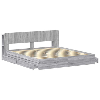 Bedframe met opslag Grijs Sonoma 180 x 200 cm Bewerkt hout