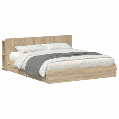 Bedframe met opslag Sonoma Eiken 180 x 200 cm Bewerkt hout