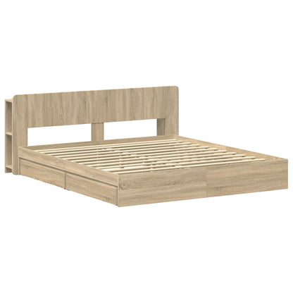 Bedframe met opslag Sonoma Eiken 180 x 200 cm Bewerkt hout