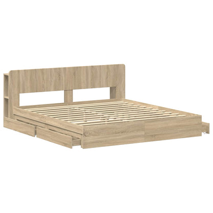 Bedframe met opslag Sonoma Eiken 180 x 200 cm Bewerkt hout