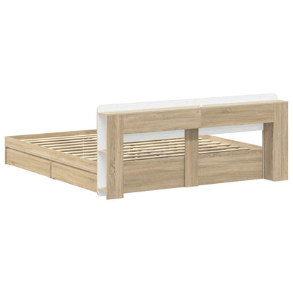 Bedframe met opslag Sonoma Eiken 180 x 200 cm Bewerkt hout