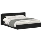Bed frame with storage with drawer Black 200 x 200 cm Engineered wood