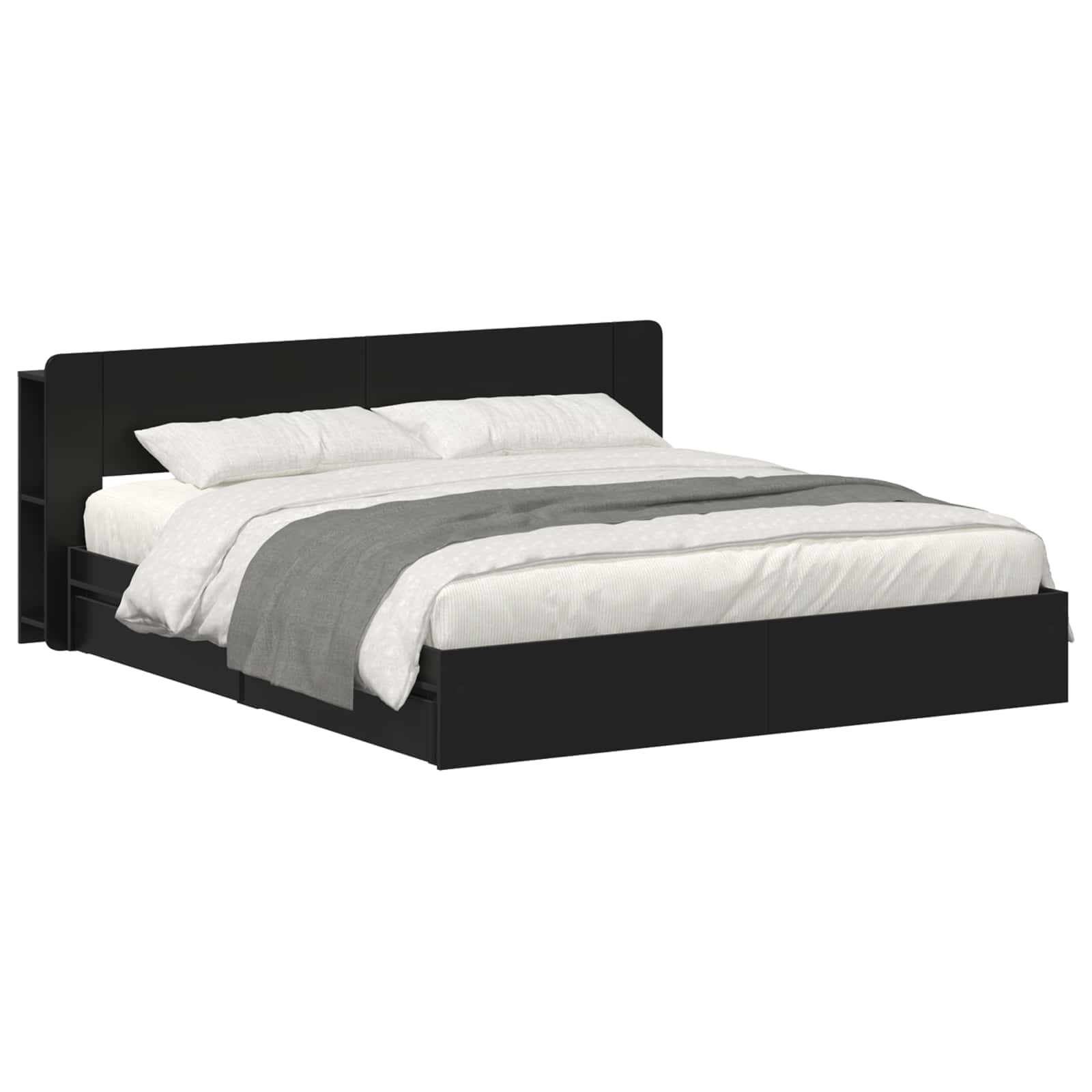 Bedframe met opslag met lade Zwart 200 x 200 cm Bewerkt hout