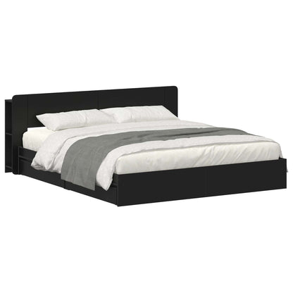 Bedframe met opslag met lade Zwart 200 x 200 cm Bewerkt hout