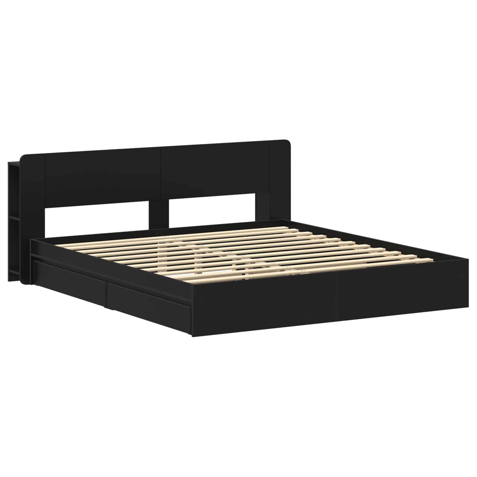 Bedframe met opslag met lade Zwart 200 x 200 cm Bewerkt hout