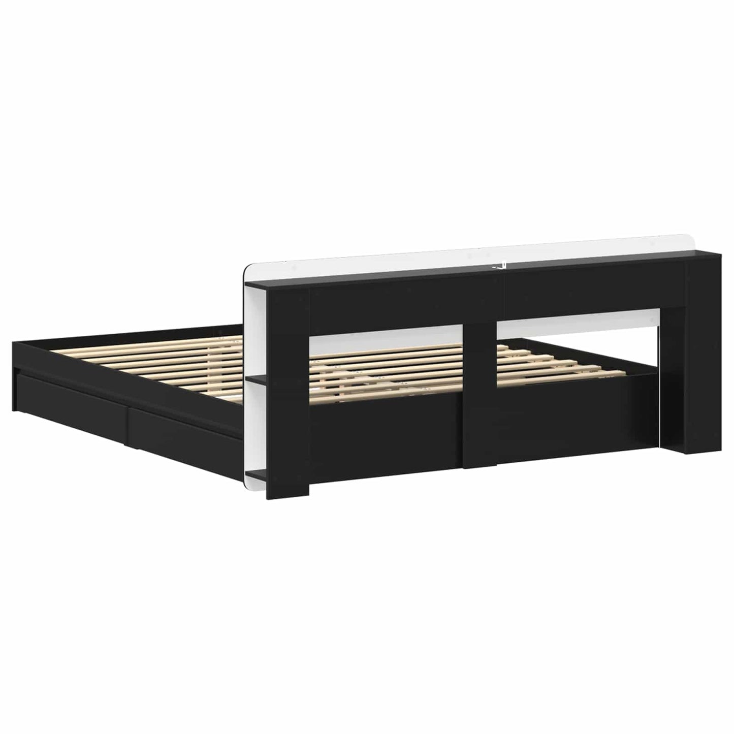 Bedframe met opslag met lade Zwart 200 x 200 cm Bewerkt hout