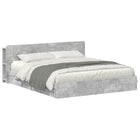 Bed frame with storage Concrete Grey 200 x 200 cm Engineered wood