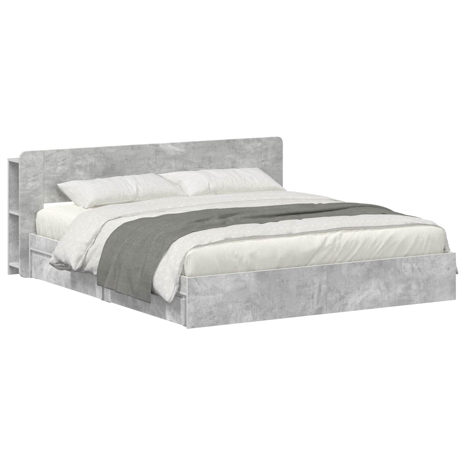 Bedframe met opslag Betongrijs 200 x 200 cm Bewerkt hout