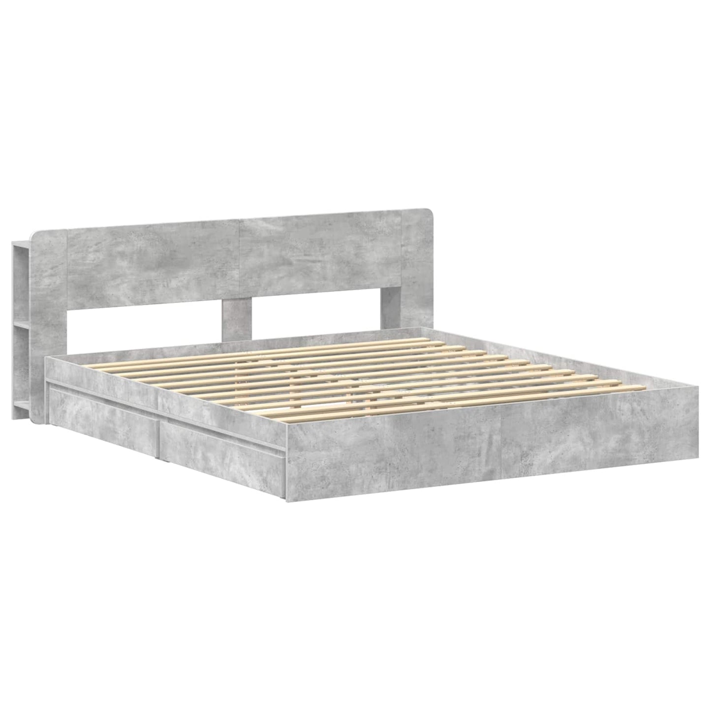 Bedframe met opslag Betongrijs 200 x 200 cm Bewerkt hout
