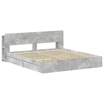 Bedframe met opslag Betongrijs 200 x 200 cm Bewerkt hout