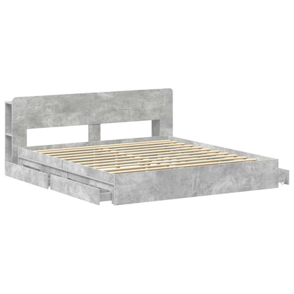 Bedframe met opslag Betongrijs 200 x 200 cm Bewerkt hout