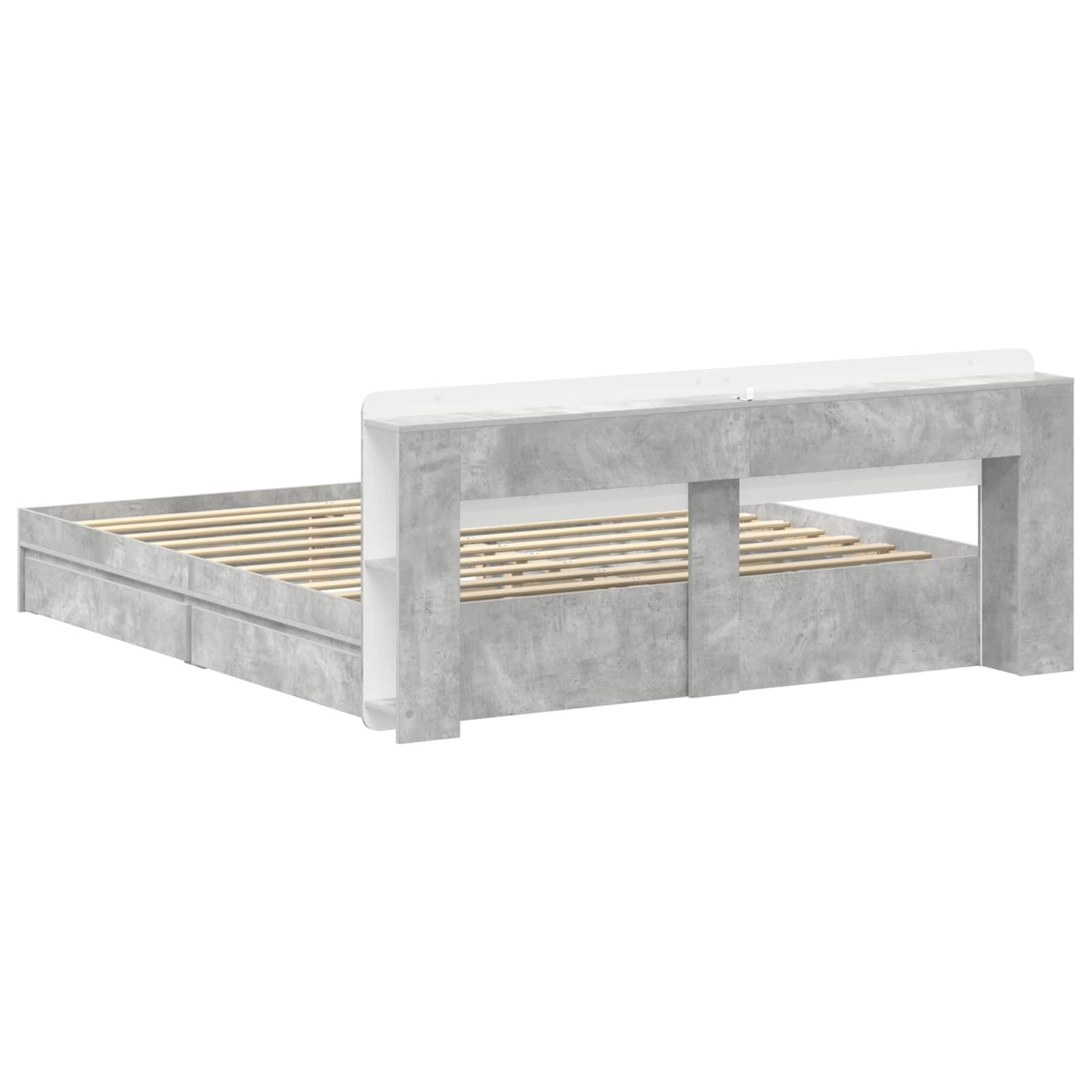 Bedframe met opslag Betongrijs 200 x 200 cm Bewerkt hout