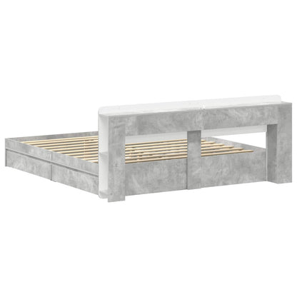 Bedframe met opslag Betongrijs 200 x 200 cm Bewerkt hout
