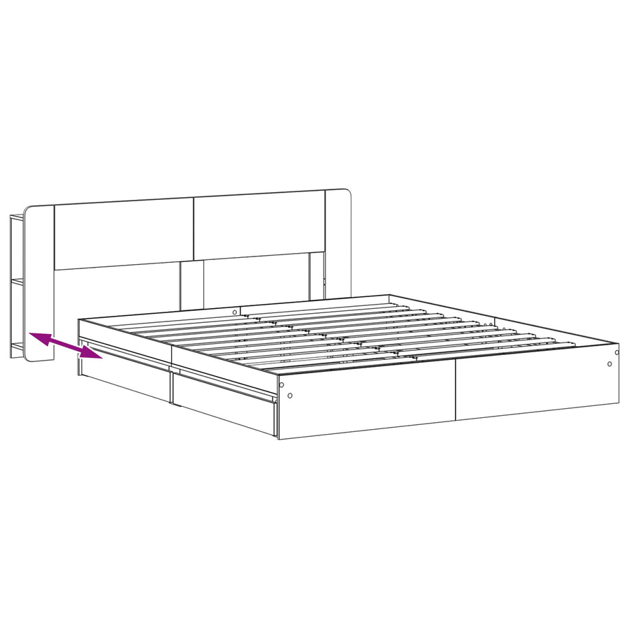 Bedframe met opslag Betongrijs 200 x 200 cm Bewerkt hout