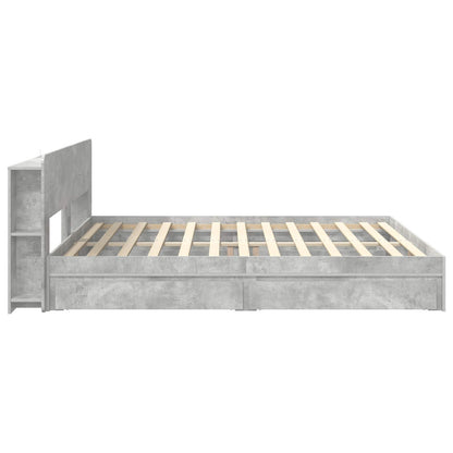 Bedframe met opslag Betongrijs 200 x 200 cm Bewerkt hout
