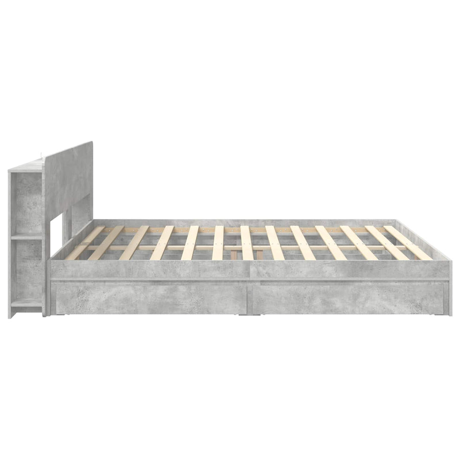 Bedframe met opslag Betongrijs 200 x 200 cm Bewerkt hout