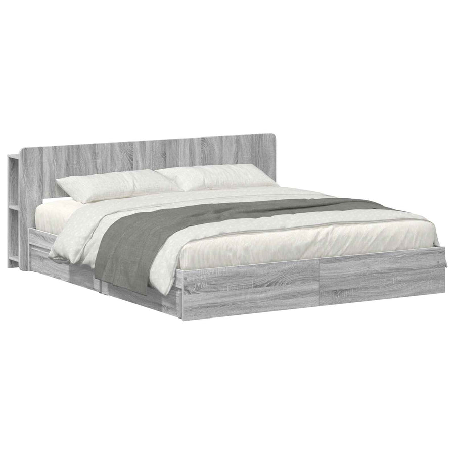 Bedframe met opslag Grijs Sonoma 200 x 200 cm Bewerkt hout