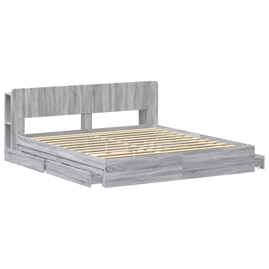 Bedframe met opslag Grijs Sonoma 200 x 200 cm Bewerkt hout