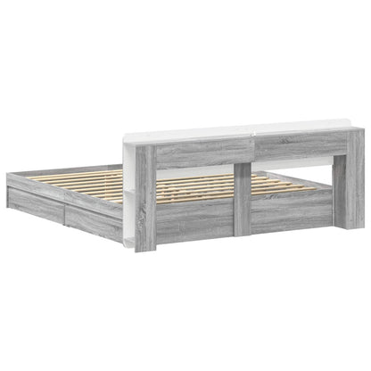Bedframe met opslag Grijs Sonoma 200 x 200 cm Bewerkt hout