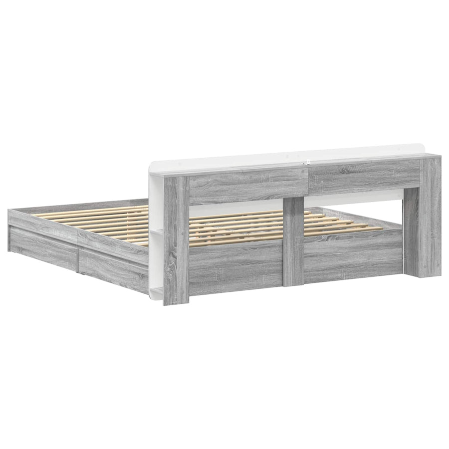 Bedframe met opslag Grijs Sonoma 200 x 200 cm Bewerkt hout