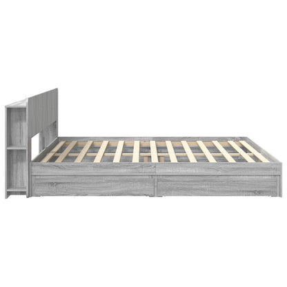 Bedframe met opslag Grijs Sonoma 200 x 200 cm Bewerkt hout