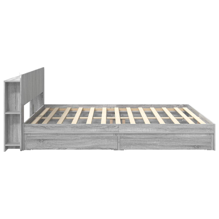 Bedframe met opslag Grijs Sonoma 200 x 200 cm Bewerkt hout