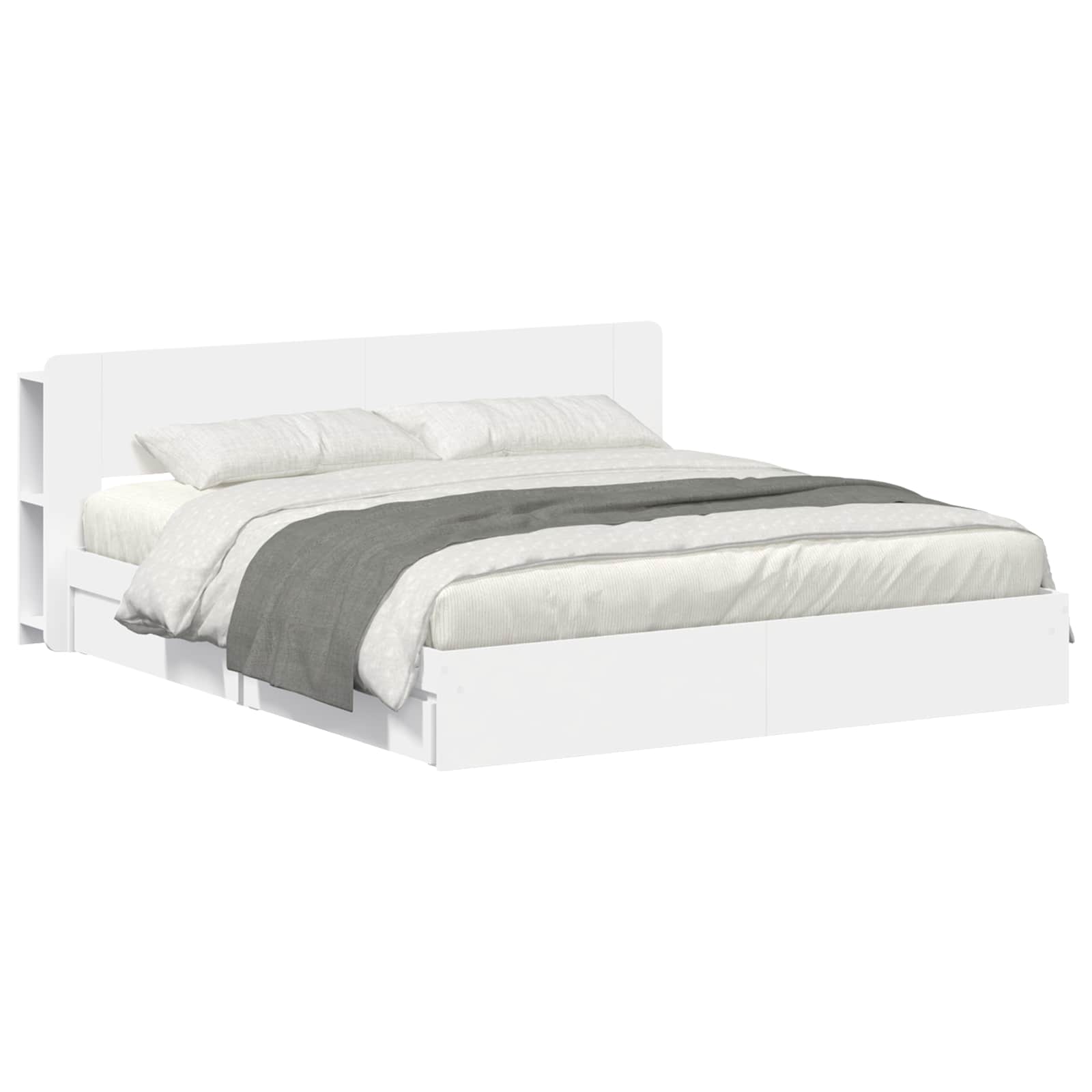 Bedframe met opslag met lade Wit 200 x 200 cm Bewerkt hout
