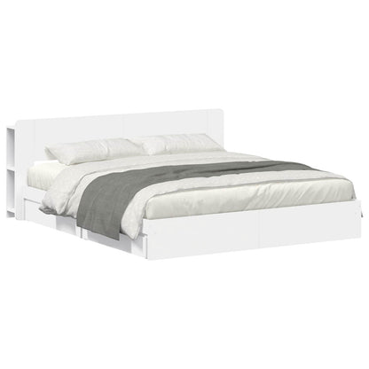 Bedframe met opslag met lade Wit 200 x 200 cm Bewerkt hout