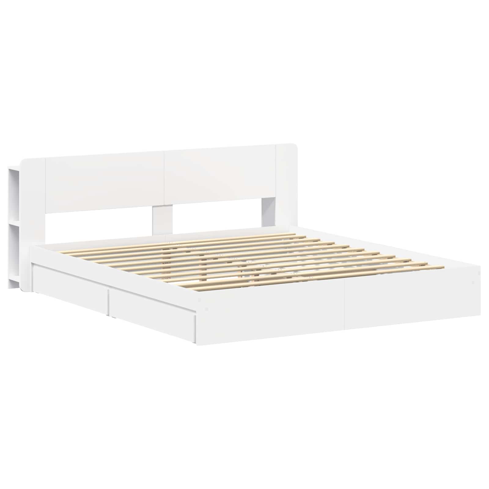 Bedframe met opslag met lade Wit 200 x 200 cm Bewerkt hout