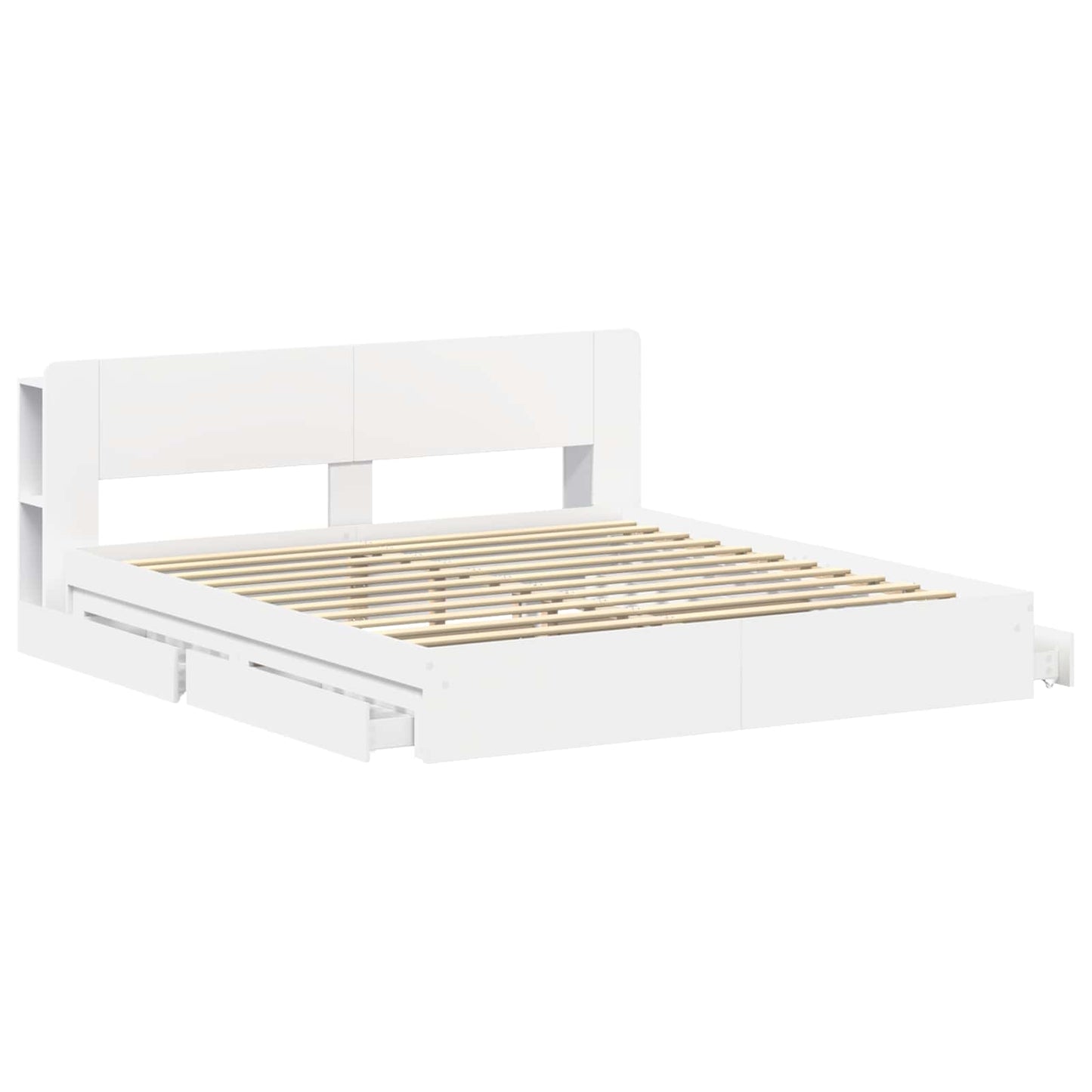Bedframe met opslag met lade Wit 200 x 200 cm Bewerkt hout